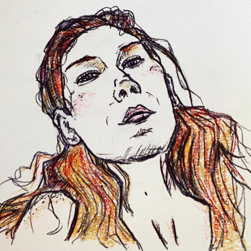 Ink and marker self-portrait, 2019