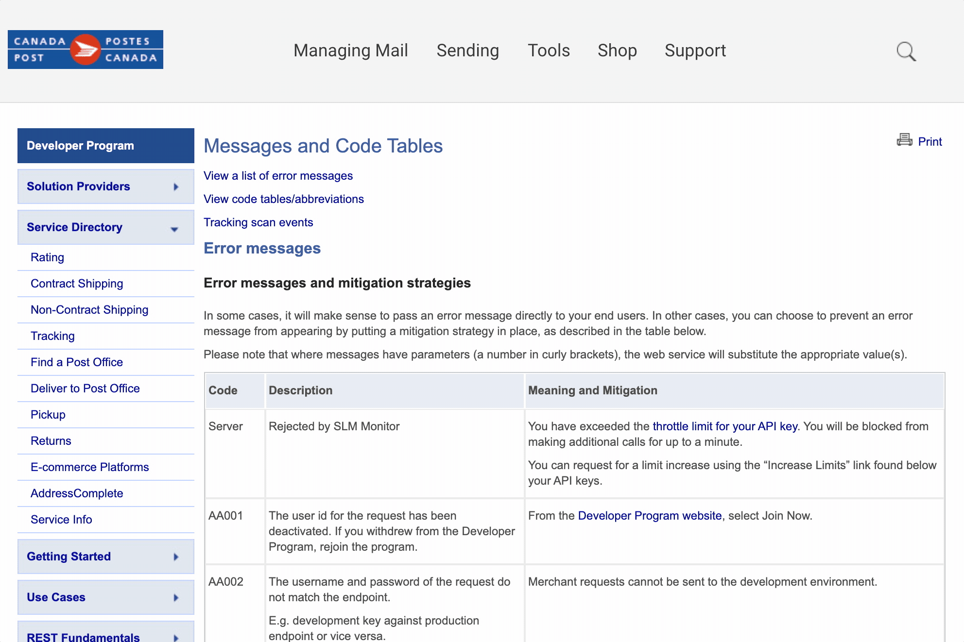 Standardized API Error Messaging