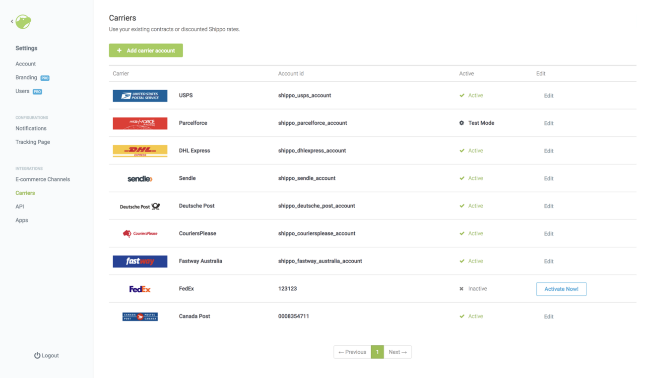 Global Shipping Carrier Network