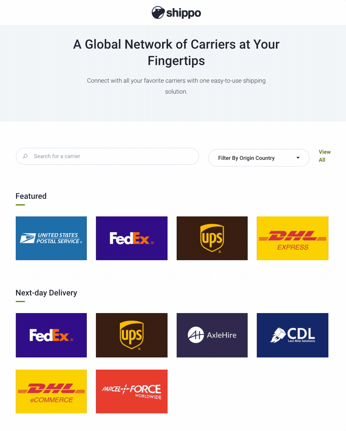 Shippo's public carriers directory: 'A Global Network of Carriers at Your Fingertips'
