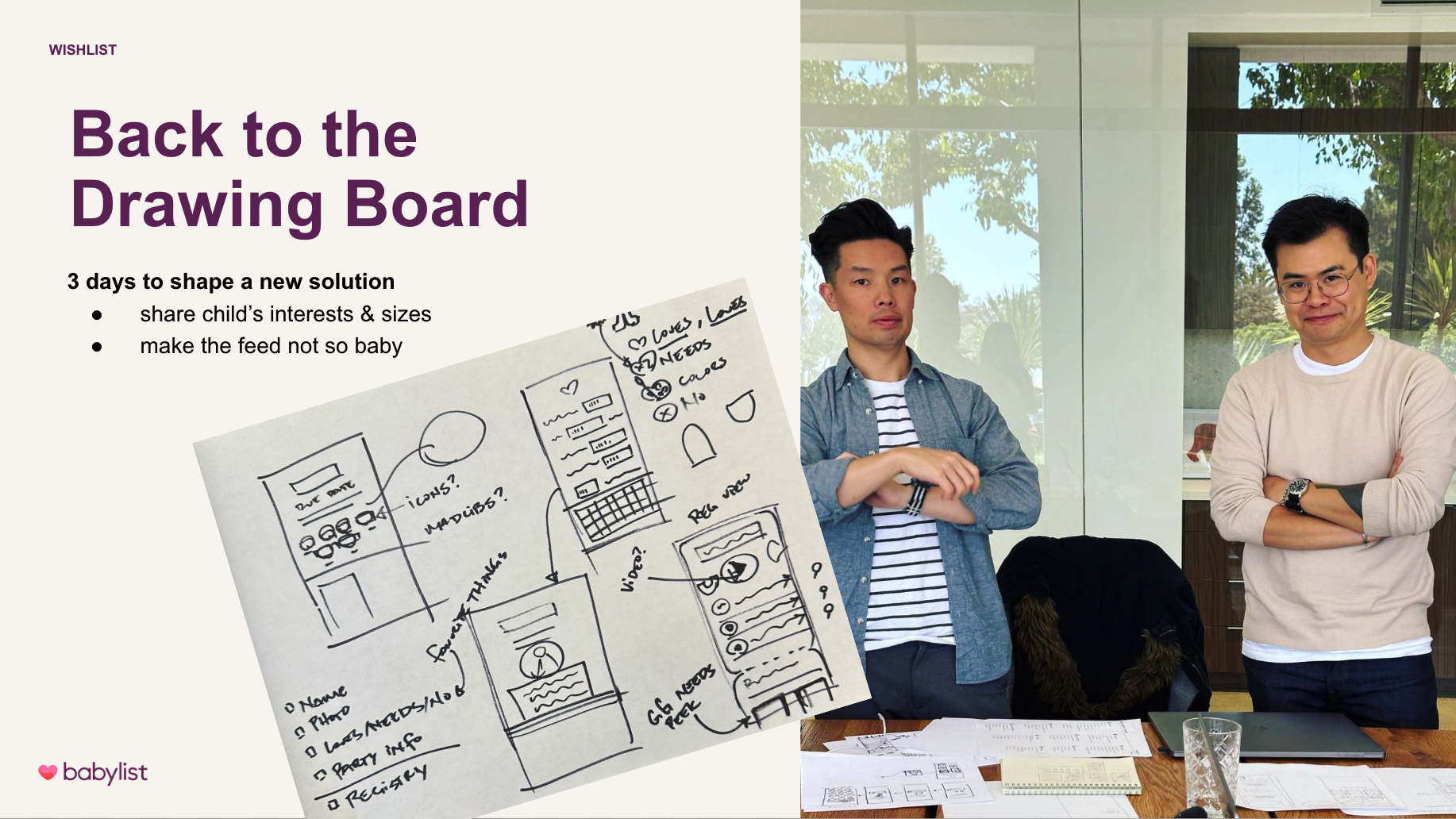Whiteboarding session sketching the Mad Libs-style onboarding concept